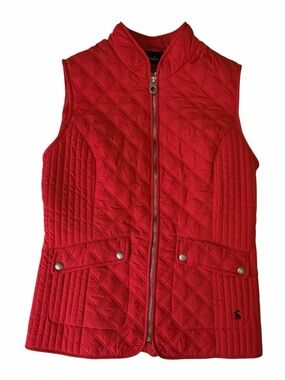 Joules Red Quilted Zip-front Equestrian Vest, Excellent Condition, size 8 US